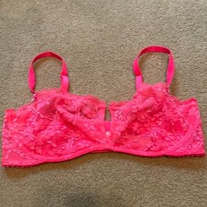 Neon Pink Lace Bra